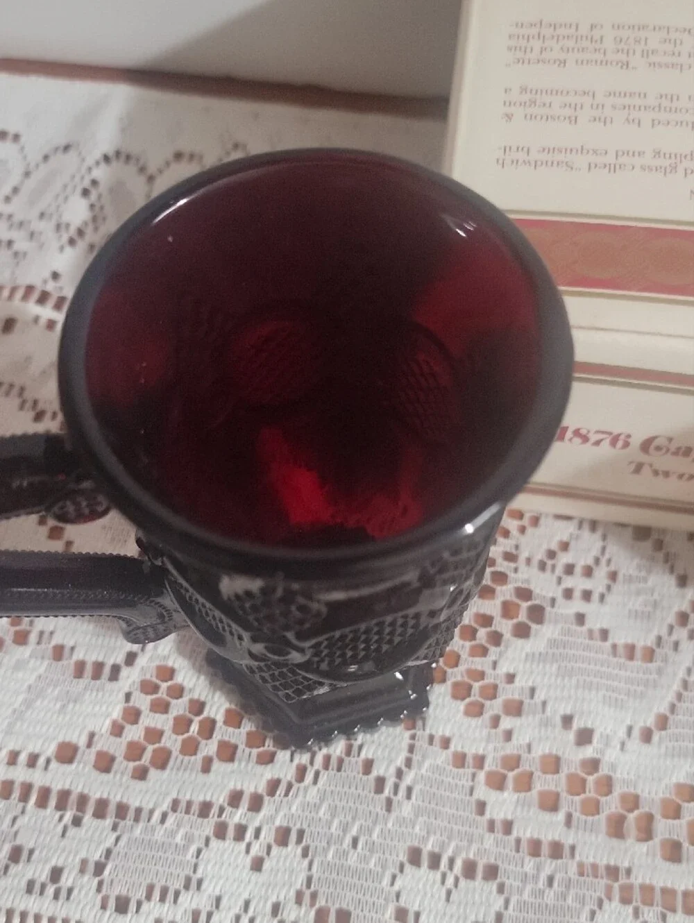 Avon 1876  Cape Cod Collection Ruby Red  Pedestal Mugs